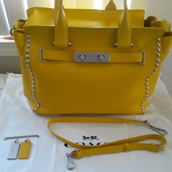 Coach Handbags - LOWEST! BIG Yellow Coach Swagger Rivets Studded